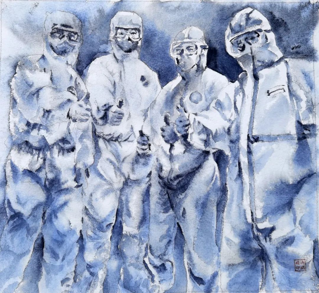 黄钊钊 《全民核酸》 中国画周少强 《争分夺秒》 水彩画向 欣